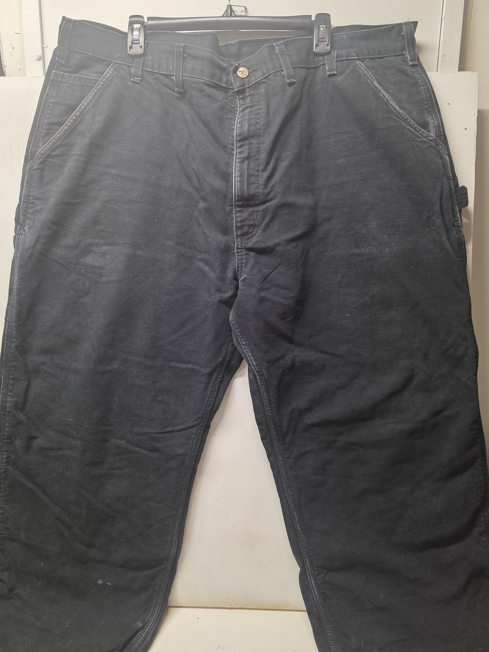 Vintage 2004 Carhartt B111 BLK Flannel Lined Duck Work Pants Mens 44x34